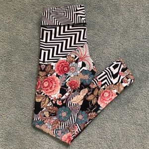 NUX Striped Chevron Floral Flowers Leggings XS